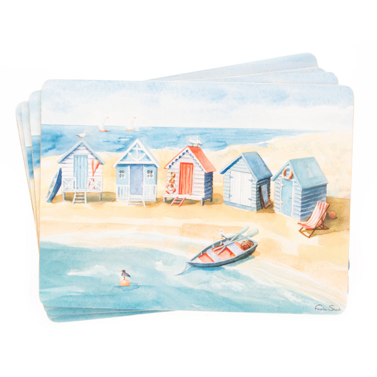 House of Hampton By The Seaside Set Of 4 Placemats Sail Boats Design